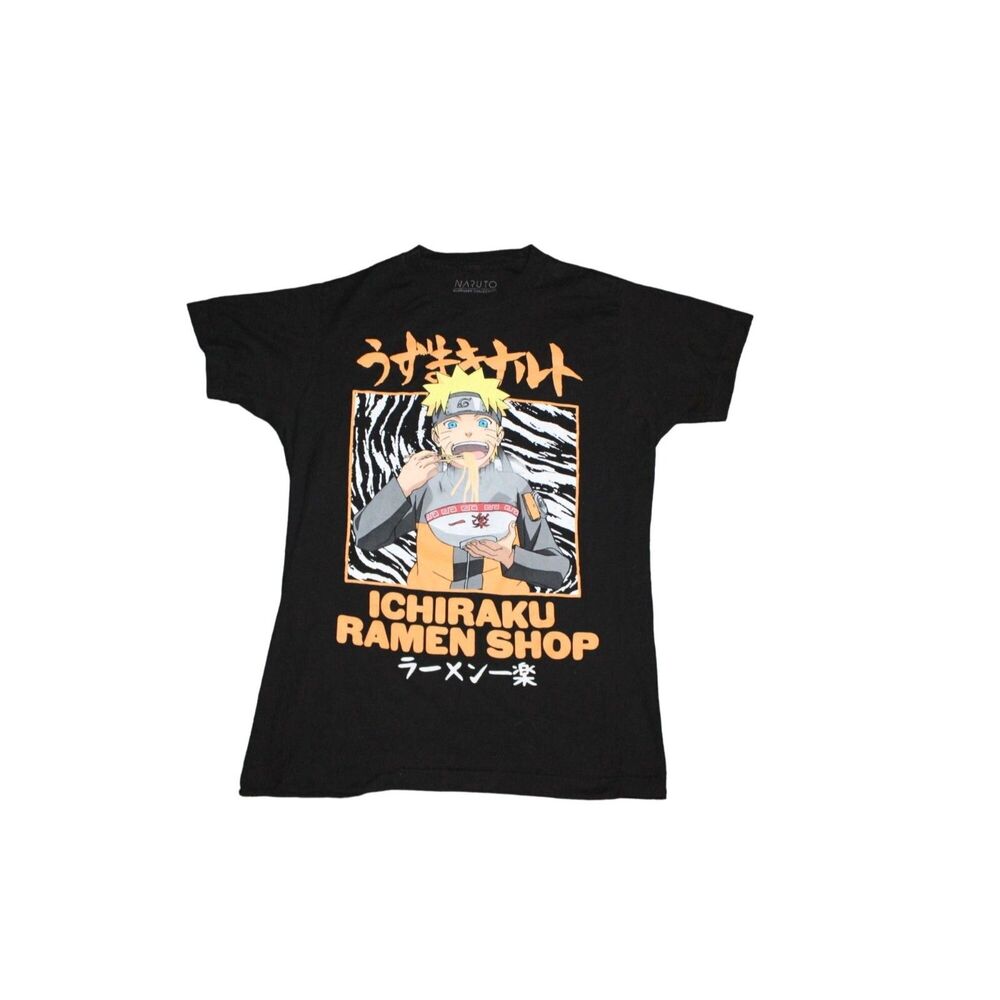 Naruto Shippuden Ichiraku Ramen Shop Men's Size Small Black Orange Graphic Shirt